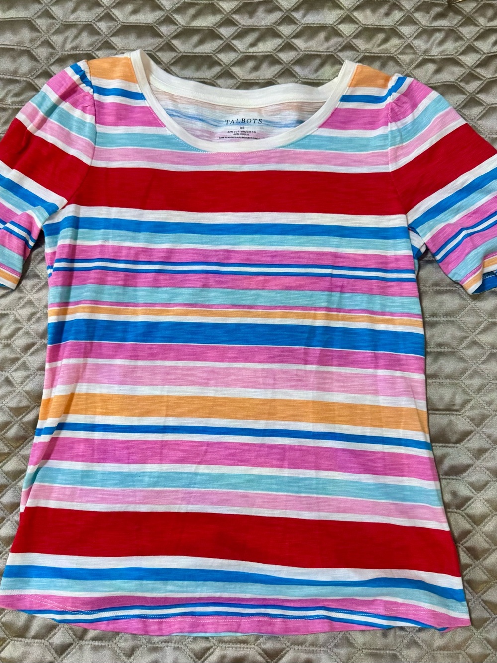Talbots Bright Multi-Striped Short Sleeve Tee